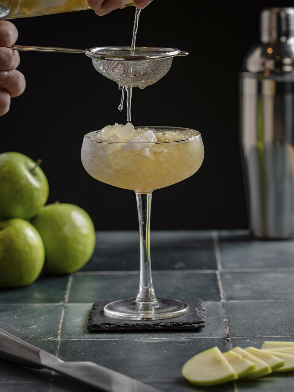 This image shows a spice apple cocktail being prepared. (Callum Duffy via AP)