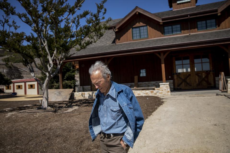 Clint Eastwood walking near the stables at his Tehama Golf Club in Carmel-by-the-Sea, Calif.