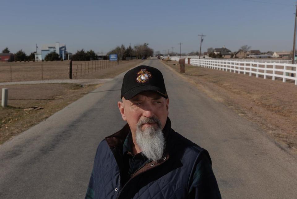 Daniel Seibel poses for a portrait outside of his home in Gunter, TX on January 11, 2024.