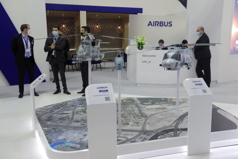 FILE PHOTO: People attend the Airbus display during the Dubai Air Show in Dubai