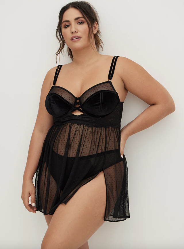 Plus Size - Underwire Babydoll - Lace Red & Gold - Torrid