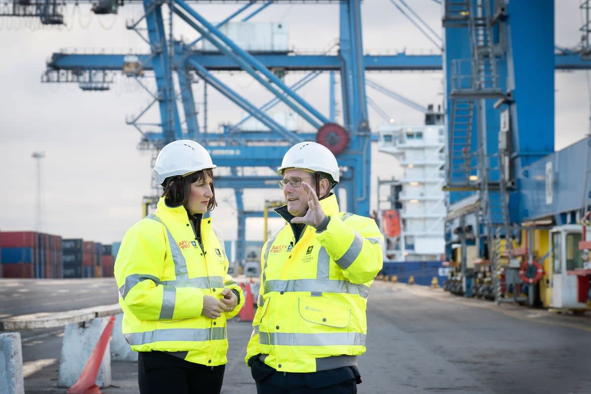Rachel Reeves and Sir Keir Starmer on a visit to Tilbury Freeport, Essex, in November to see the importance of building infrastructure to generate economic growth (PA)