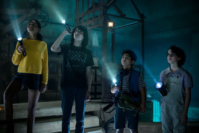 Kimberly French/Columbia Pictures Lucky (Celeste O'Connor), Trevor (Finn Wolfhard), Podcat (Logan Kim) and Phoebe (McKenna Grace) in 'Ghostbusters: Afterlife'