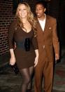 <b>Mariah Carey & Nick Cannon</b><br><br>The diva megastar singer and America's Got Talent host husband decided on matching brown looks for a visit to David Letterman in 2009.