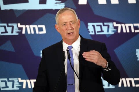 Benny Gantz is challenging Mr Netanyahu - Credit: ABIR SULTAN/EPA-EFE/REX