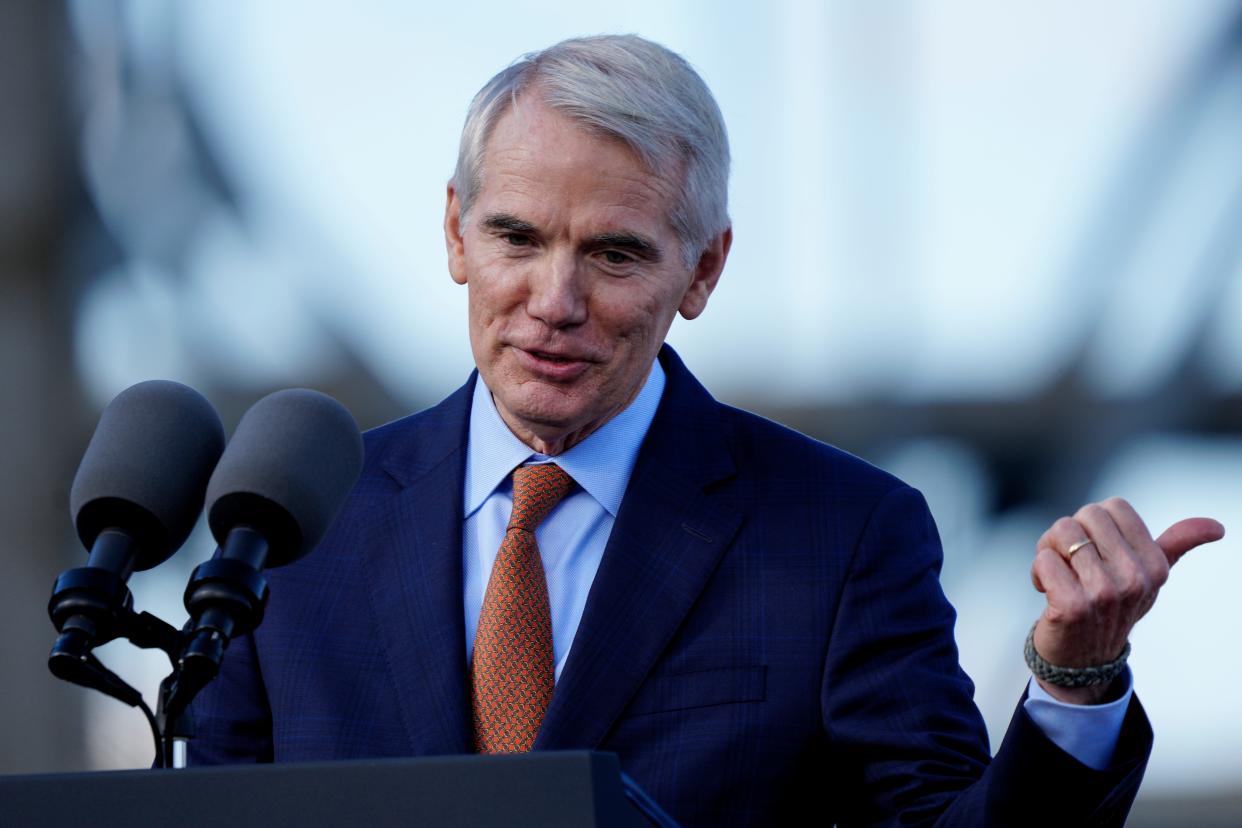 Former Ohio Senator Rob Portman speaks on the bipartisan infrastructure law in January