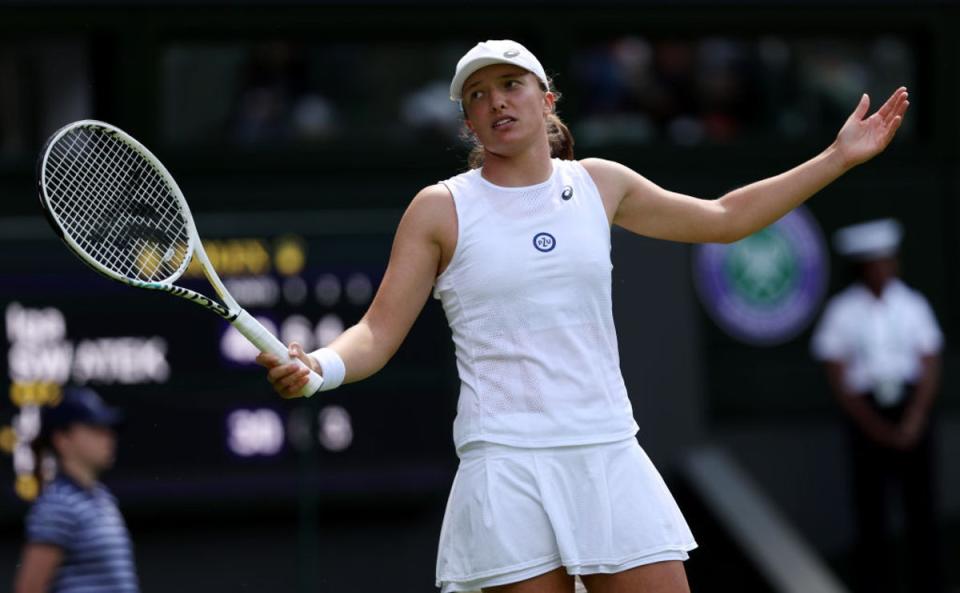 Swiatek was frustrated at times after losing focus in the second set (Getty Images)