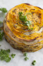 This March 31, 2014 photo shows roasted butternut and herb tart in Concord, N.H. (AP Photo/Matthew Mead)