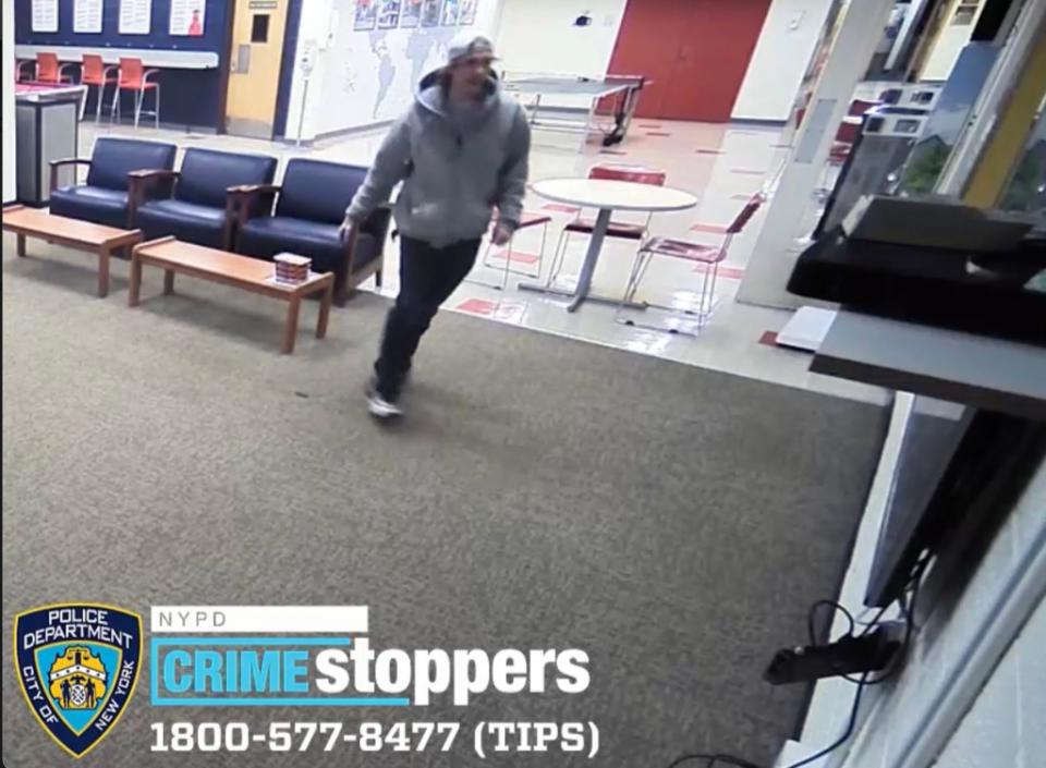 The clumsy crook entered the Staten Island campus through an unlocked door around 12:40 a.m. April 13, cops said. NYPD