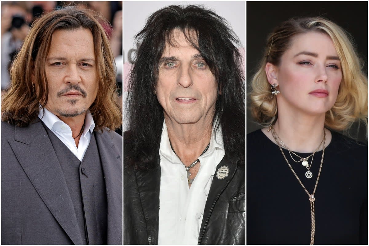 Johnny Depp, Alice Cooper, Amber Heard (Getty)