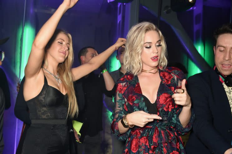 Katy was also joined by Ellie Goulding who helped the American singer to party up a storm at 180 Strand [Getty]