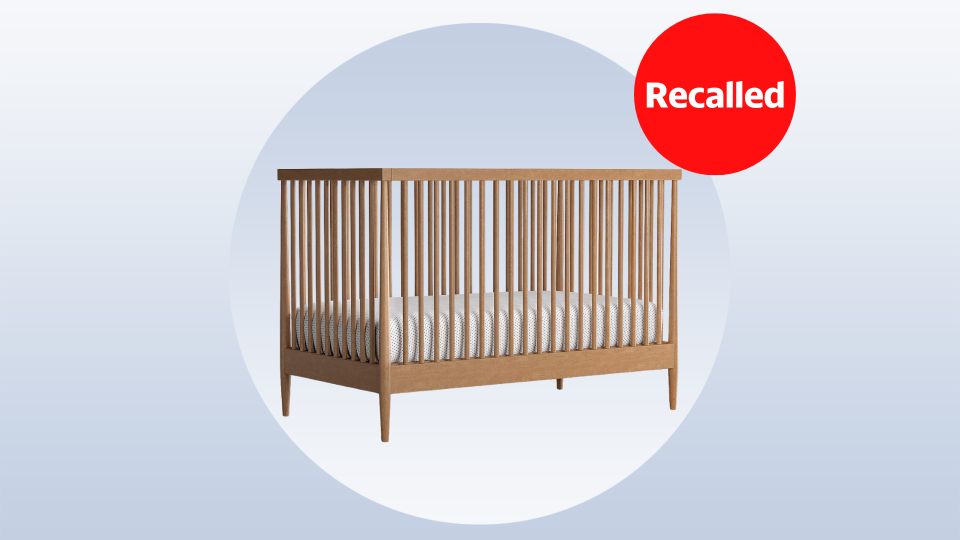 The crib was recalled in multiple colors. Pictured here is the natural brown. (Crate & Barrel)