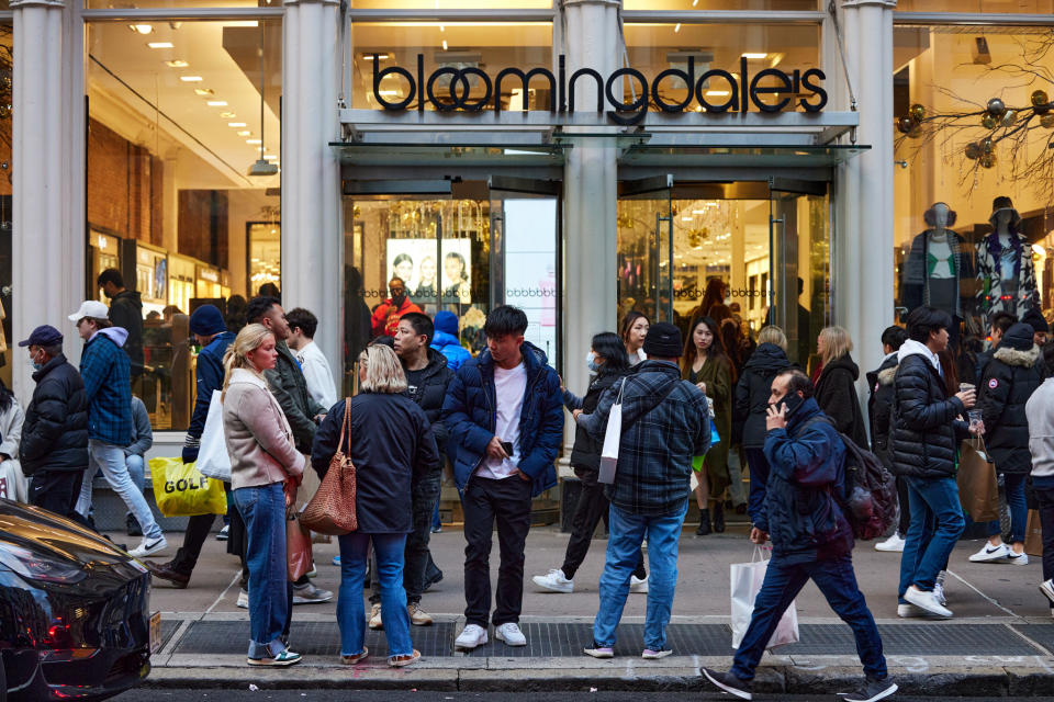 Holiday shopping at Bloomingdale's in SoHo on Black Friday 2022.