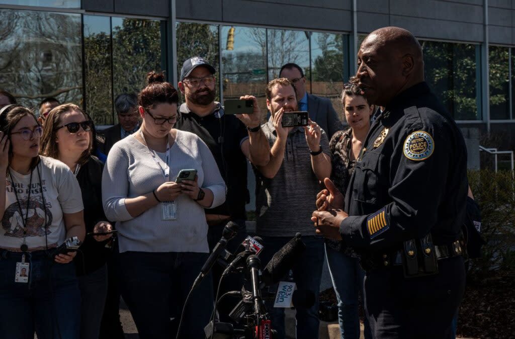 Metro Nashville Police Chief John Drake addresses members of the media on Monday, March 27, after a school shooting at a private elementary school in Nashville. (Photo: John Partipilo)