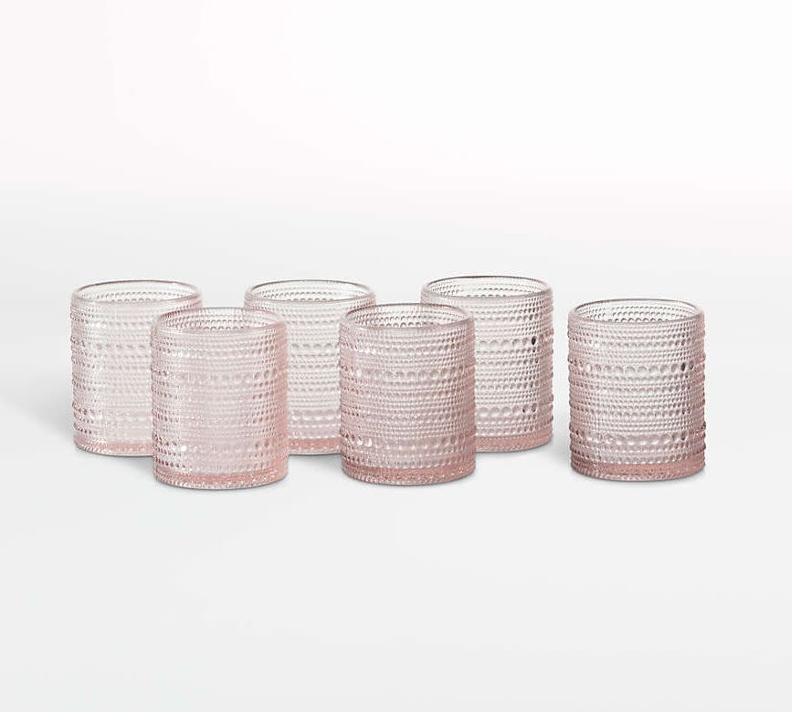 These old-fashioned glasses feature a beaded texture. Find them for $48 at <a href="https://fave.co/2RWadyI" target="_blank" rel="noopener noreferrer">Crate &amp; Barrel</a>.