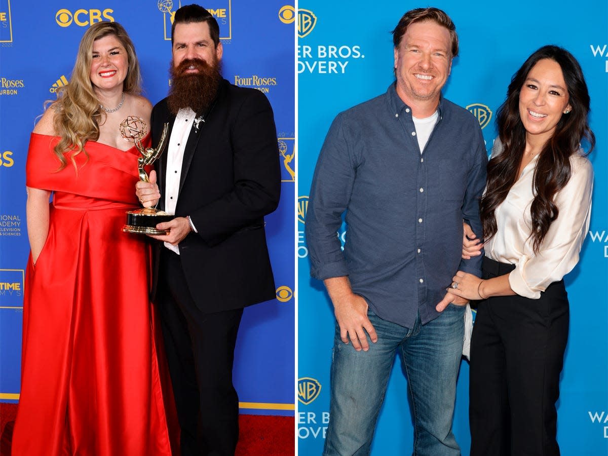 A side-by-side of Candis and Andy Meredith and Chip and Joanna Gaines.
