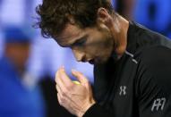 Britain's Andy Murray reacts during his final match against Serbia's Novak Djokovic at the Australian Open tennis tournament at Melbourne Park, Australia, January 31, 2016. REUTERS/Thomas Peter