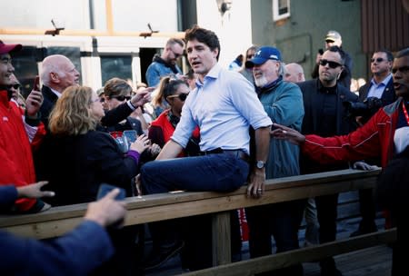 Liberal leader and Canadian Prime Minister Justin Trudeau attends an election campaign visit to Richmond Hill near Toronto