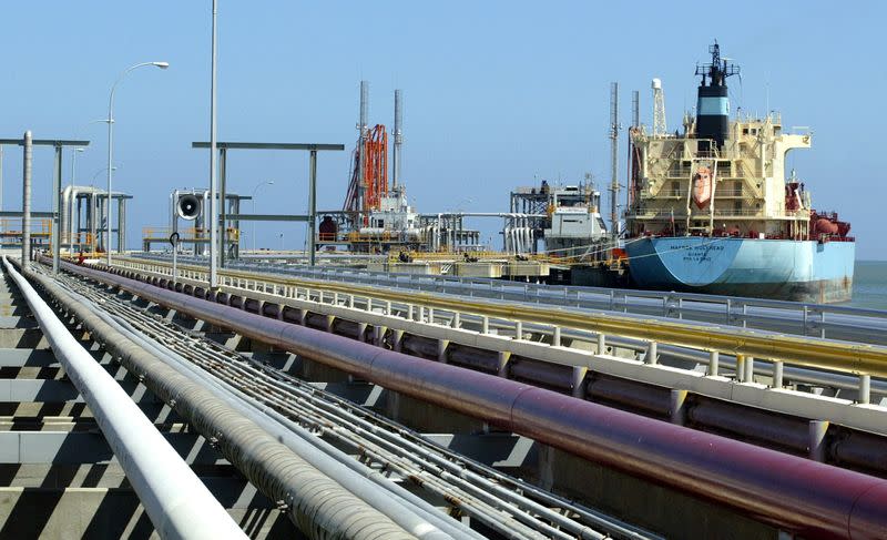 FILE PHOTO: An oil tanker is seen at Jose refinery cargo terminal in Venezuela in this unda..