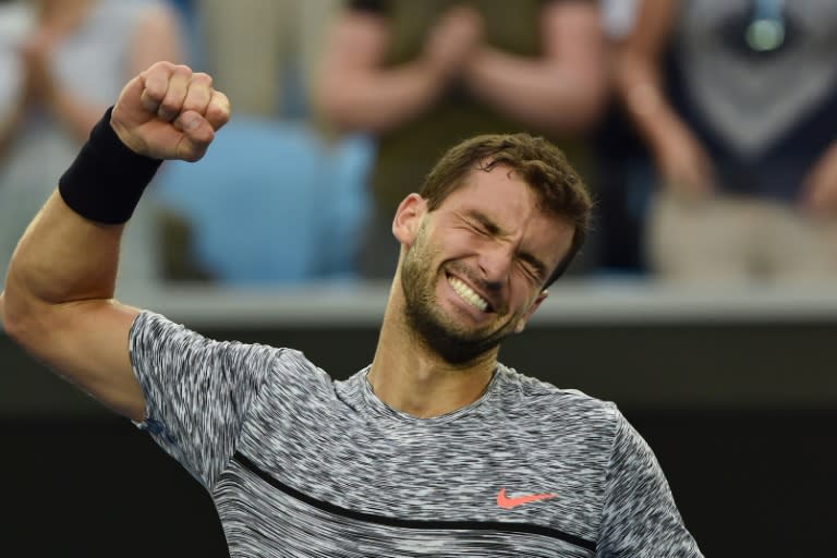 Bulgaria's Grigor Dimitrov celebrates his win against Uzbekistan's Denis Istomin in the fourth round of the Australian Open in Melbourne on January 23, 2017