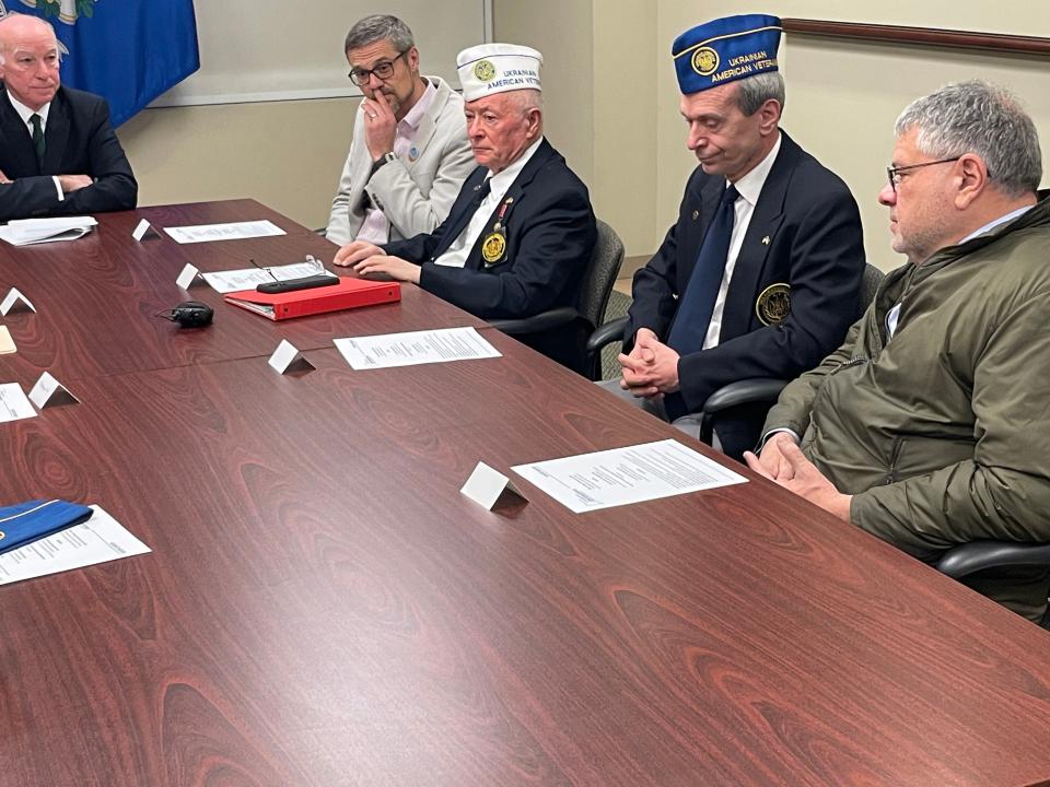 U.S. Rep Joe Courtney met with Andrey Zinchuk, Ihor Rudko, Paul Bzowyckyj, Myron Kolinsky and others Friday on supporting Ukraine and its soldiers.