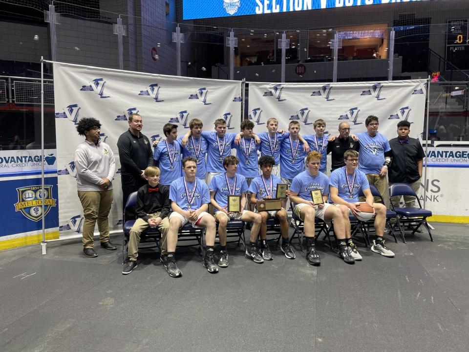 Avoca-Prattsburgh won its fourth straight Section V championship after beating Elba 50-37 in the Class D final on Saturday, March 2, 2024 at Blue Cross Arena. The Titans are the reigning two-time state champions.