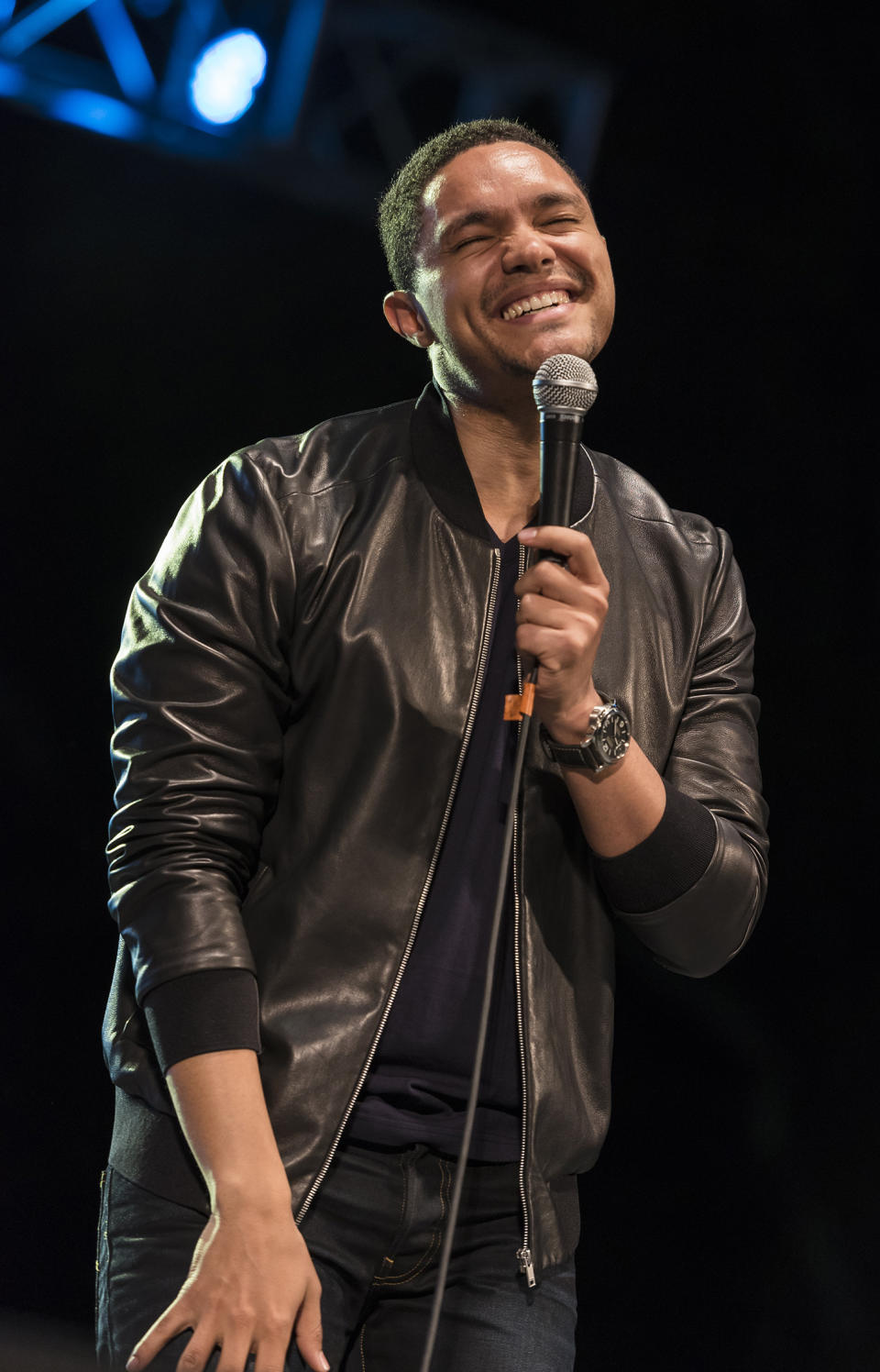 Trevor Noah doing stand-up comedy