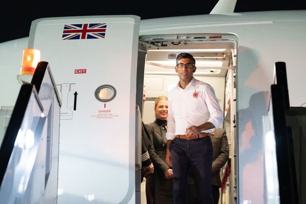 Rishi Sunak arriving in Sharm el-Sheikh, Egypt, to attend the Cop27 summit. (Photo: Stefan Rousseau via PA Wire/PA Images)