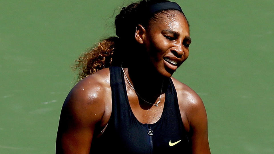 Serena Williams reacts to losing a point at the Western and Southern Open.