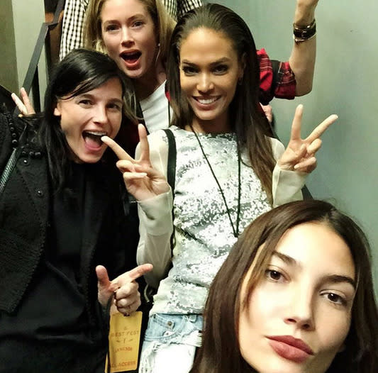 Taking a selfie with fellow models Joan Smalls, Tabitha Simmons and Doutzen Kroes, Lily Aldridge showed off her famous friends. [Photo: Instagram/Lily Aldridge]