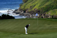 Sungjae Im, of South Korea, putts on the 12th green during the second round of the Tournament of Champions golf event, Friday, Jan. 7, 2022, at Kapalua Plantation Course in Kapalua, Hawaii. (AP Photo/Matt York)