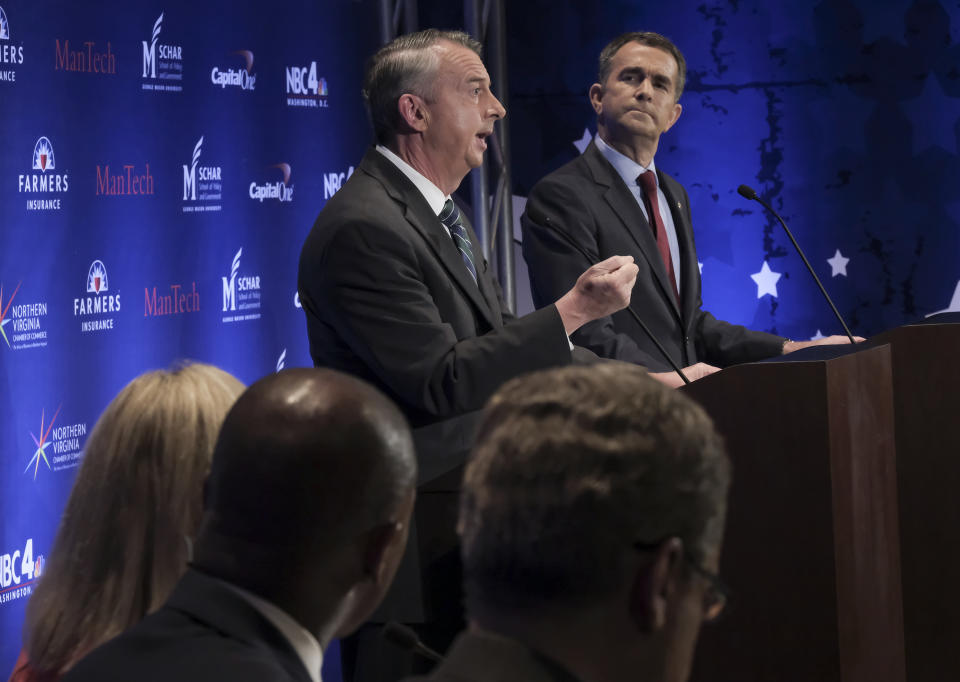 Republican Ed Gillespie speaks during the second gubernatorial debate with Democrat Ralph Northam in Washington. (Photo: Washington Post)