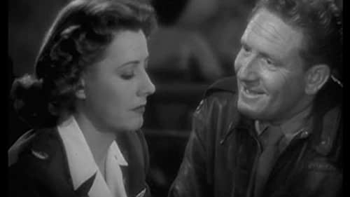 A Guy Named Joe film still of man and woman talking in black and white 