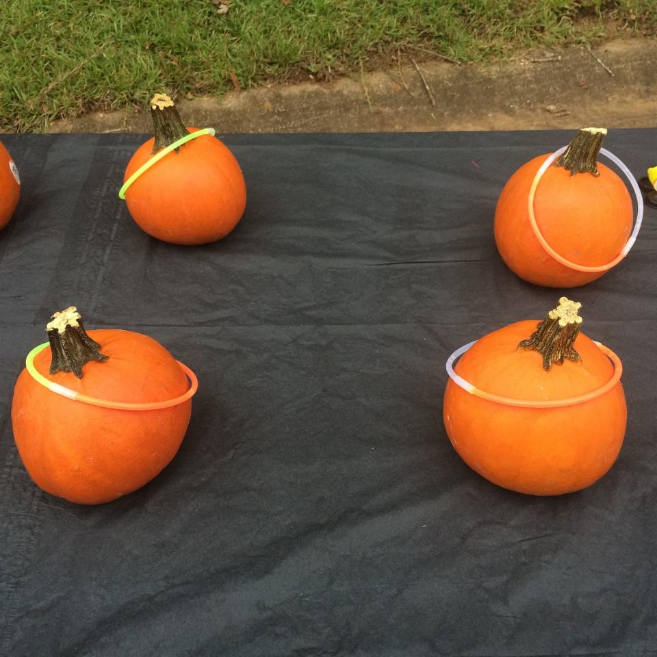 <p>Take pumpkins with long stems and glow sticks and you've got yourself a seasonal, DIY ring toss game. Color the pumpkins with glow-in-the-dark paint and you can even play it at night!</p><p><a href="https://www.oursuttonplace.com/easy-pumpkin-ring-toss-game/" rel="nofollow noopener" target="_blank" data-ylk="slk:Get the tutorial at Our Sutton Place »;elm:context_link;itc:0;sec:content-canvas" class="link "><em>Get the tutorial at Our Sutton Place »</em></a></p>