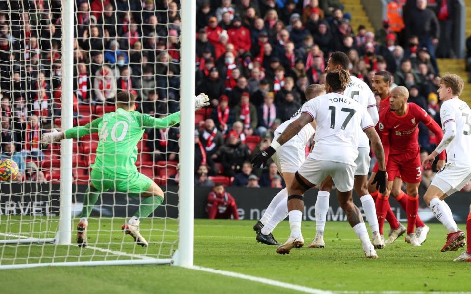 Fabinho with a headed goal from Alexander-Arnold's corner - REUTERS/Phil Noble