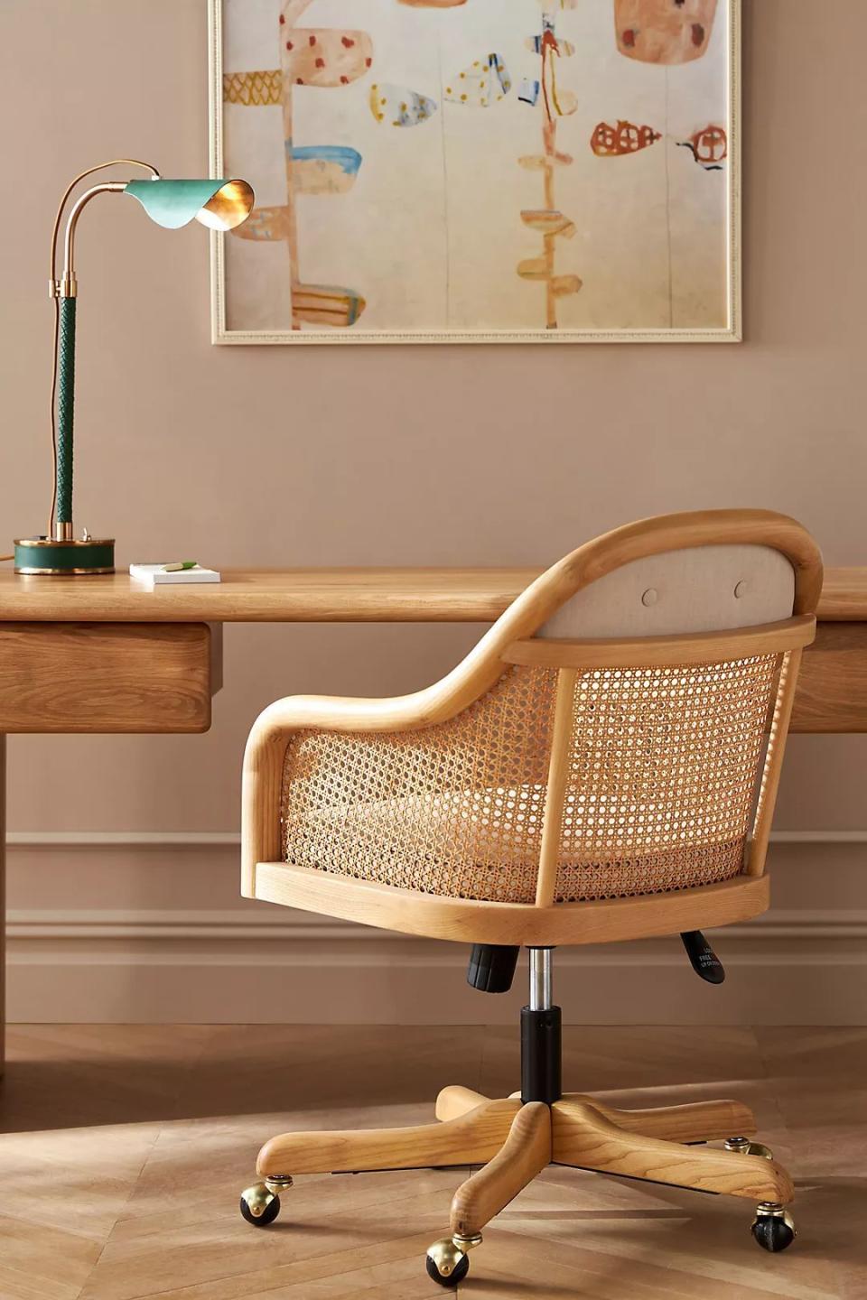 Ellison Rattan Swivel Desk Chair