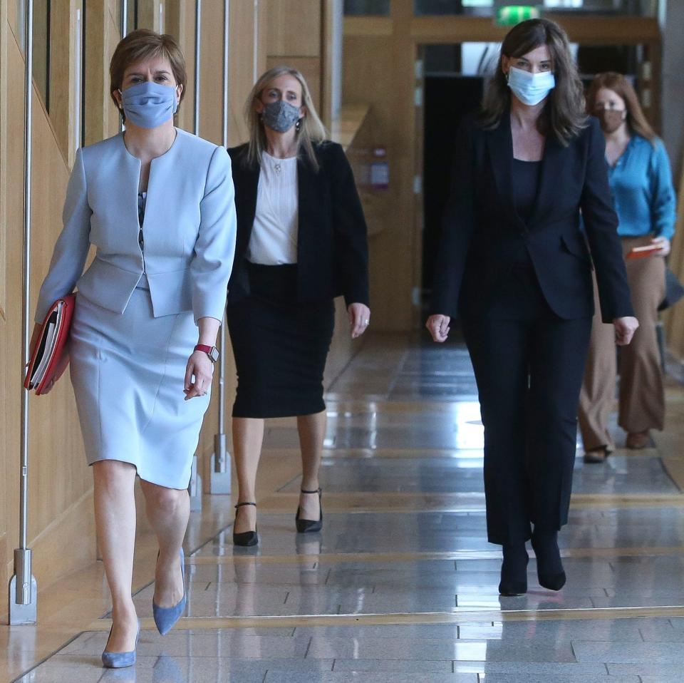 Nicola Sturgeon with Ruth Charteris QC, the Solicitor General for Scotland, and Dorothy Bain, the Lord Advocate - WPA Pool/Getty Images Europe