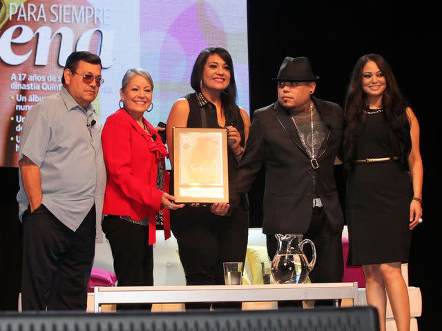 <p>Danny Bollinger/WireImage</p> Abraham Quintanilla, Marcella Quintanilla, Suzette Quintanilla, A.B Quintanilla III and Isis Sauceda during People En Espanol's Festival in San Antonio, Texas on September 1, 2012.