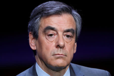 Francois Fillon, former French prime minister, member of the Republicans political party and 2017 presidential election candidate of the French centre-right, attends the Association of the Mayors of France (AMF) conference in Paris, France, March 22, 2017. REUTERS/Charles Platiau