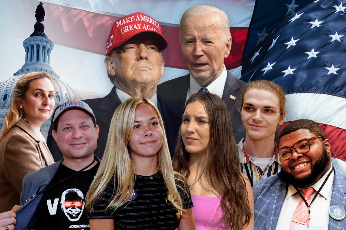 Members of the youngest voting bloc are thinking carefully about who to vote for in 2024 as the nominees look increasingly like Joe Biden and Donald Trump  (AFP / Getty / AP / Ariana Baio / Julia Saqui / iStock )