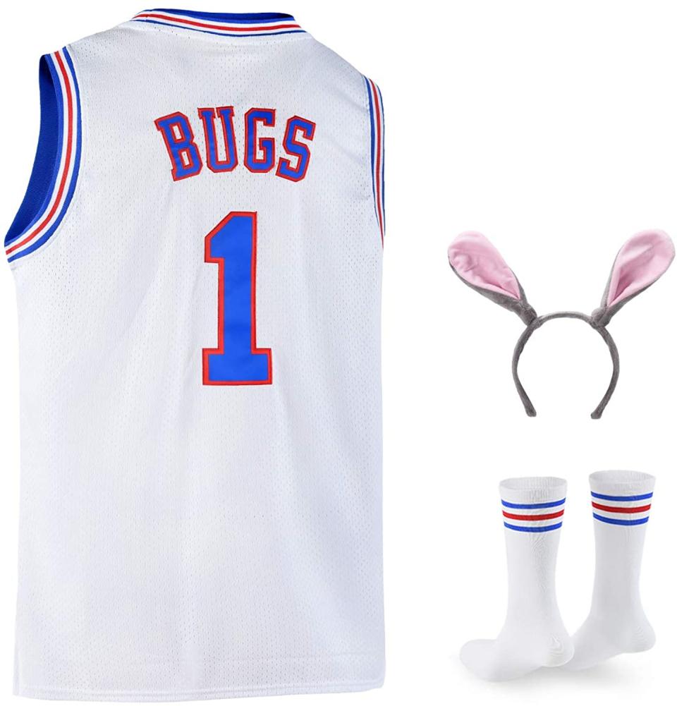 Bugs Bunny #1 Space Jam Movie Jersey with Bunny Ears and Socks; funny couple’s halloween costumes / funny couple’s costume ideas