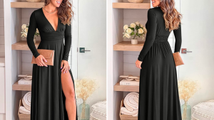 Anrabess Deep V-Neck Maxi Dress