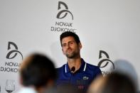 Former world No.1 tennis player Novak Djokovic speaks during a news conference in Belgrade, Serbia July 26, 2017. REUTERS/Andrej Isakovic/Pool