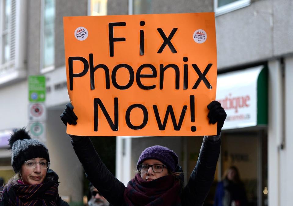 Members of the Public Service Alliance of Canada affected by the Phoenix pay system rally during a protest on the three year anniversary of the launch of the pay system, in Ottawa on Thursday, Feb. 28, 2019. More than 98-thousand civil servants may still owe the federal government money from being overpaid through the disastrous Phoenix pay system.