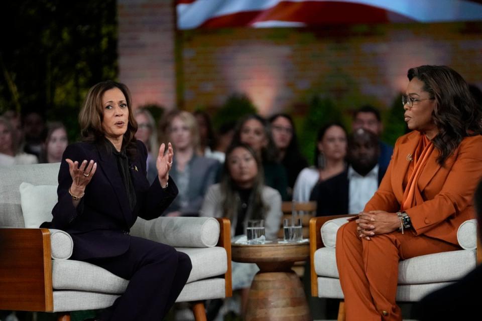 Kamala Harris claimed she would shoot someone if they broke into her house during an interview with Oprah. (AP)