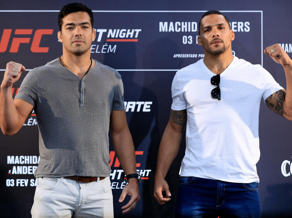 Lyoto Machida (L) of Brazil and Eryk Anders: Getty