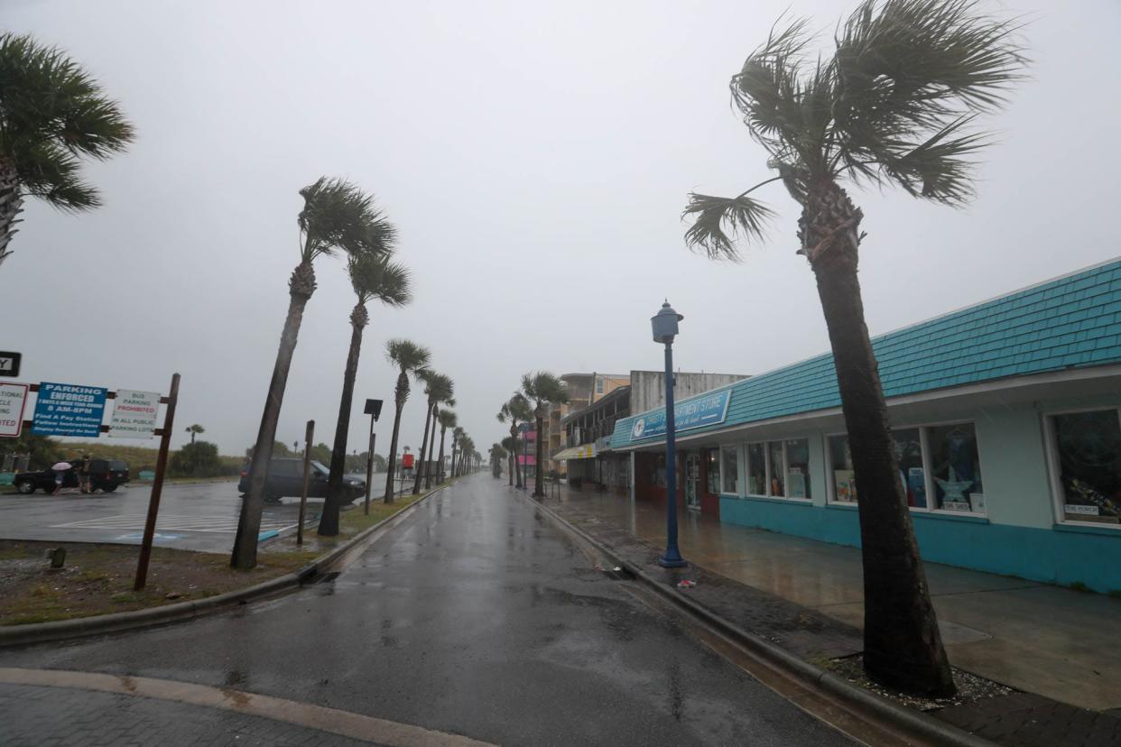 Winds and rain hit Tybee Island, Georgia on Wednesday, August 30, 2023 as Hurricane Idalia made landfall in Florida.