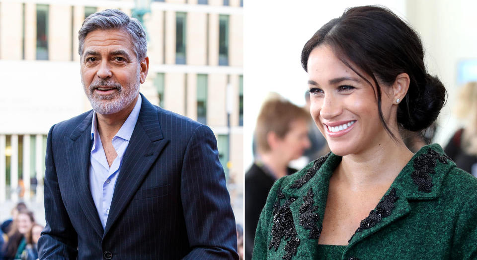 Meghan and Harry’s first child shares a birthday with close pal George Clooney [Photos: Getty]