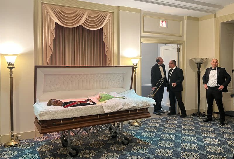 Mummified body of "Stoneman Willie" lies at a funeral home in Reading