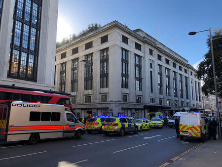 Police cars are seeen in central London, Britain November 2, 2018, in this picture obtained from social media. BEN SABET /via REUTERS